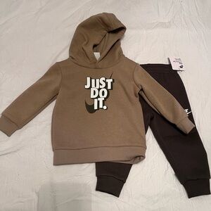 Nike Tan Hoodie and Brown Pants Set